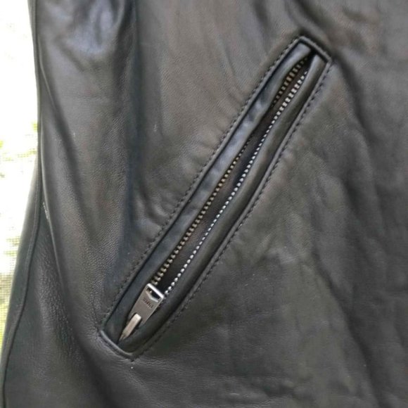 PINK Victorias Secret Black Leather Motorcycle Vest.Womens Large 's - Picture 2 of 8